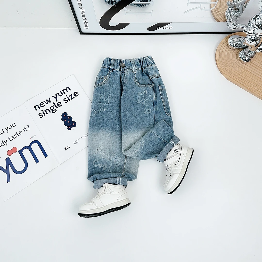 男童裤子春秋款儿童牛仔裤2025新款春装潮 JH018 悠悠童话童装