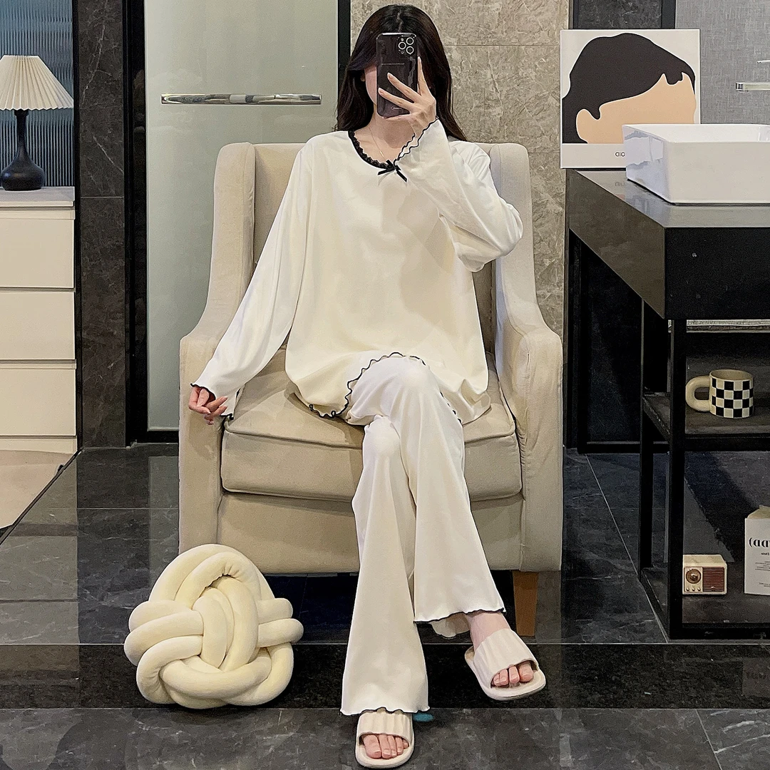 睡衣女士春秋季长袖大码德绒2025新款加厚保暖杏色套装冬天家居服