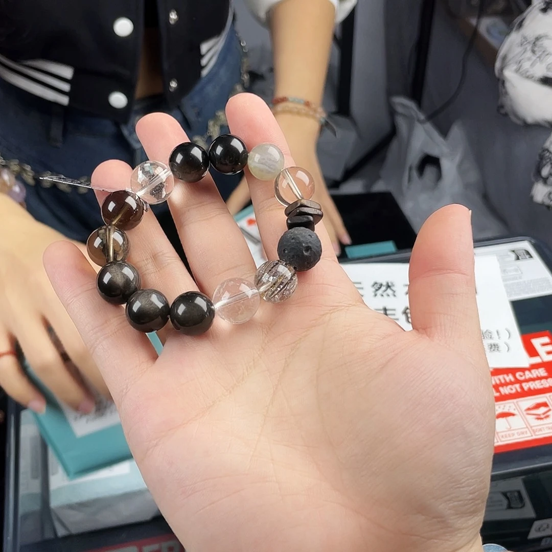 水晶银S925镀金镶嵌手串