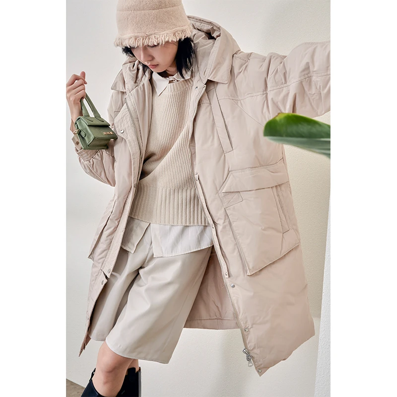 RRY14076中长款90白鸭绒服2024冬季新款派克服