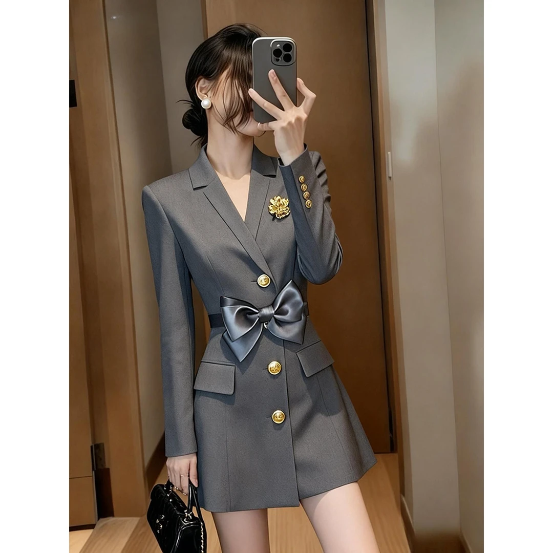 裙子秋冬款法式小个子轻奢高端职业气质小香风新款潮牌女装连衣裙