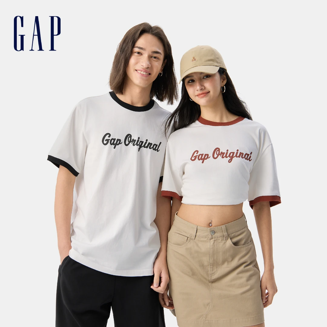 Gap男女装夏季商场同款纯棉撞色印花logo短袖T恤多色上衣729119