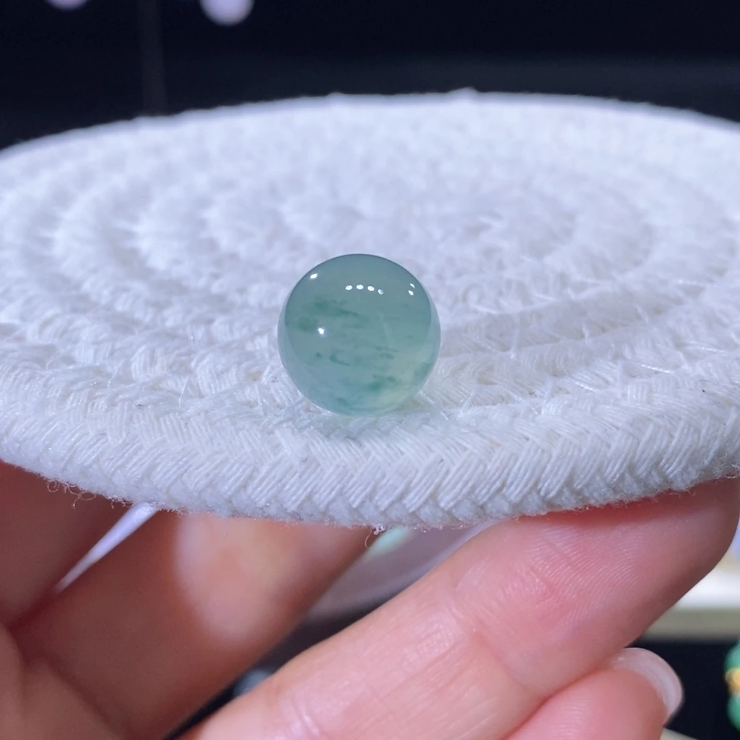 燕***宝翡翠未镶嵌颈饰冰蓝晴飘花12.1mm