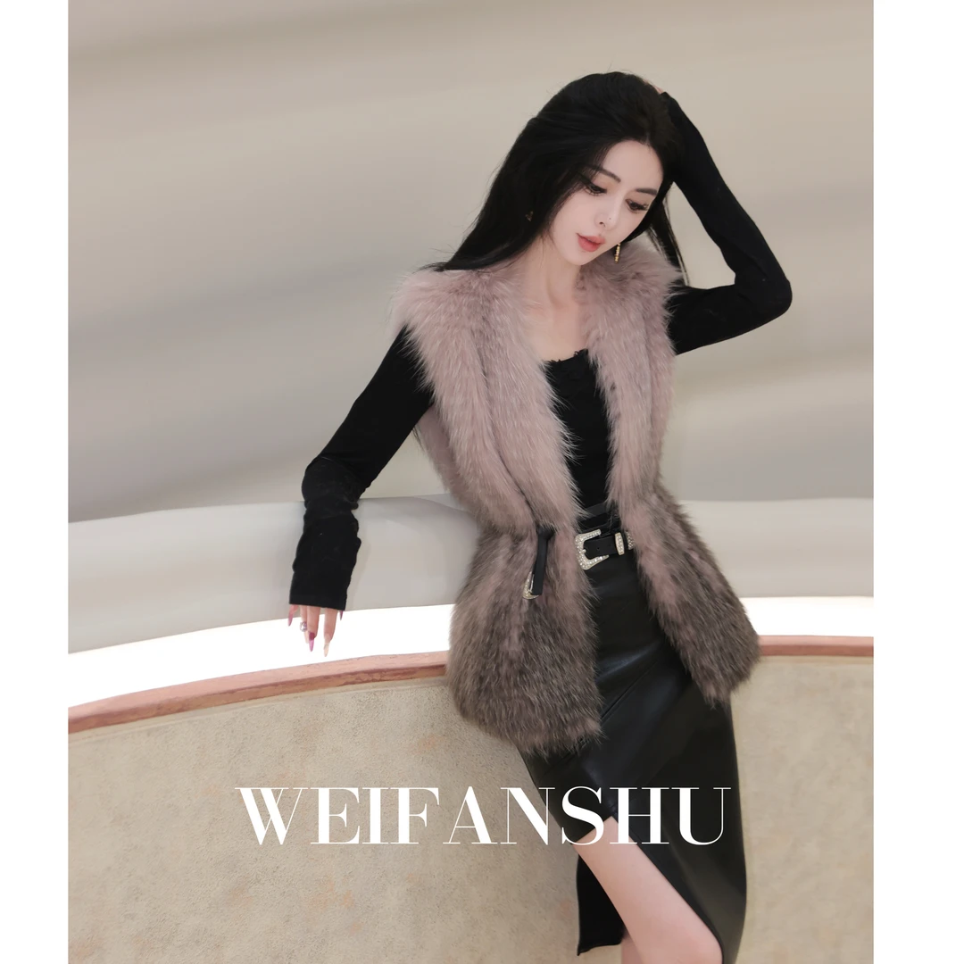 WEIFANSHU/魏凡舒【雪夜】秋冬新款高级百搭贵妇狐狸毛马甲外套