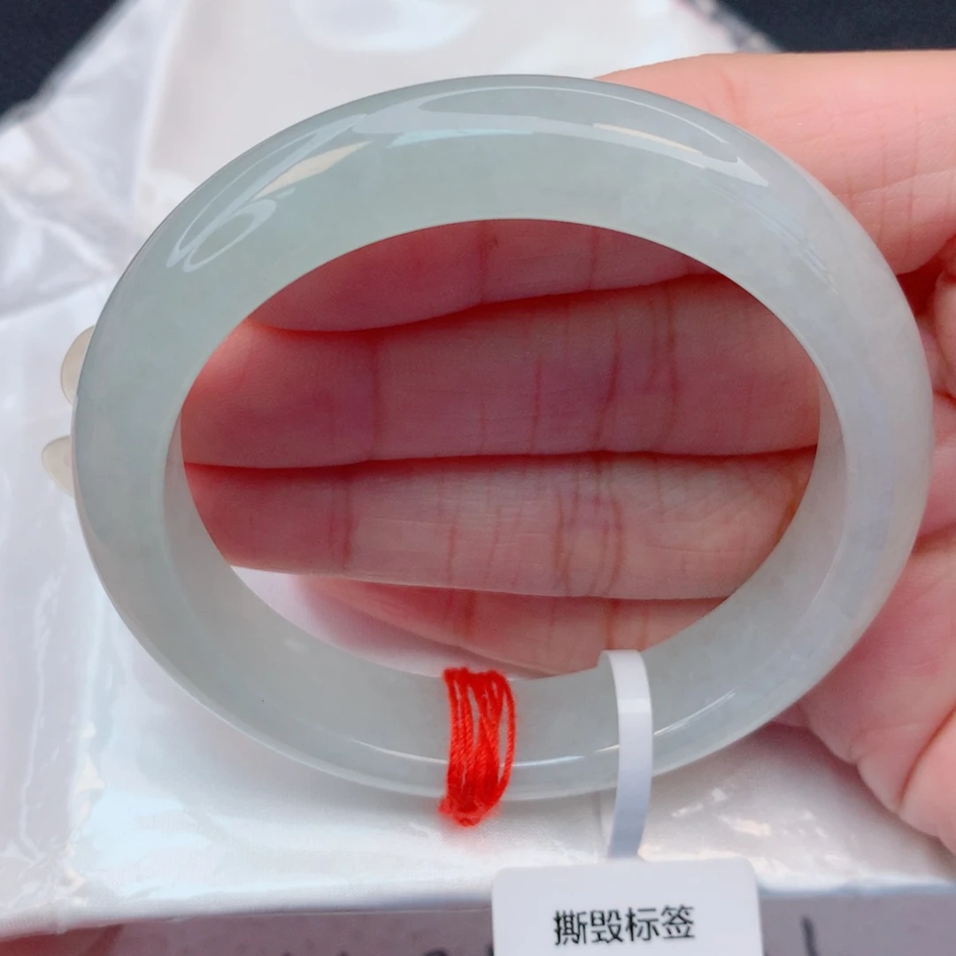 翡翠未镶嵌手镯54.6圈 冰葡萄肉底胶润有沙眼