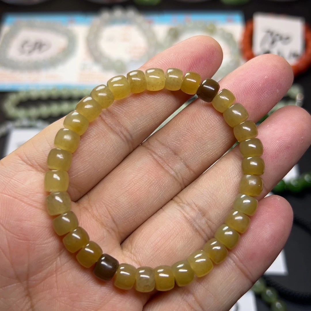 手链未镶嵌和田玉（糖玉）和田玉直切糖玉手串