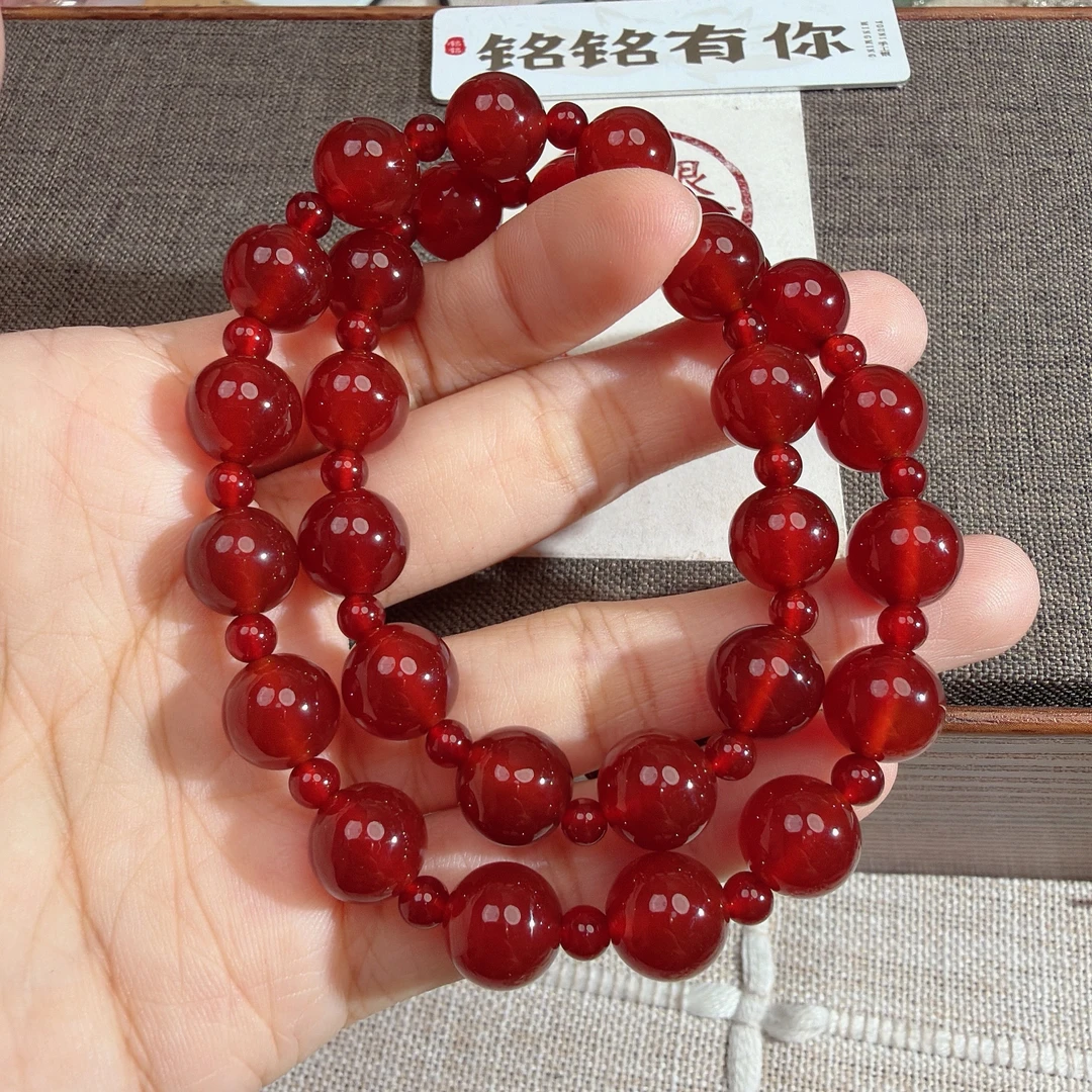 许我耀眼天然红玛瑙串珠手串 赠证书
