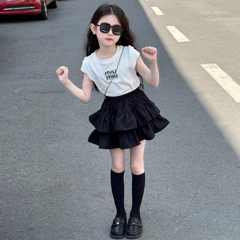 女童半身裙套装蓬蓬裙2025新款儿童裙子短裙百褶裙女孩蛋糕裙洋气