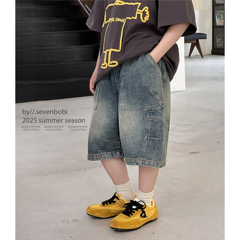 【现货】童装男童牛仔短裤2025夏款新款中大童夏装儿童夏季五分裤