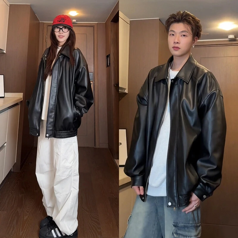 韩版潮流帅气皮衣青少年机车服飞行员皮夹克春秋cleanfit男士外套