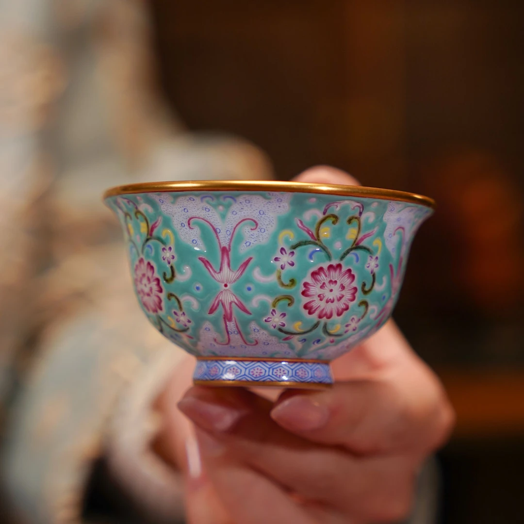 溢珍堂绿地内画小压手杯茶具中式茶道高档复古家用纯手工陶瓷复古