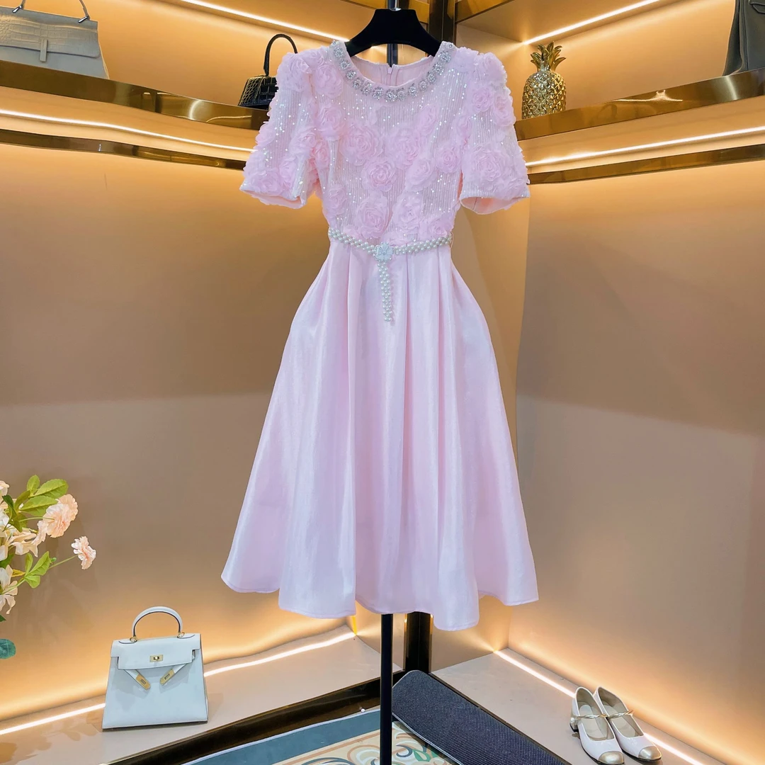 【瑰珠粉裳】佳佳-86362轻奢设计师款优雅气质修身时尚收腰连衣裙