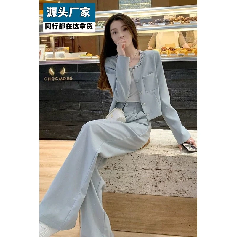 梵乐芬小香风休闲套装女春秋款正式通勤气质名媛高端小西装阔腿裤