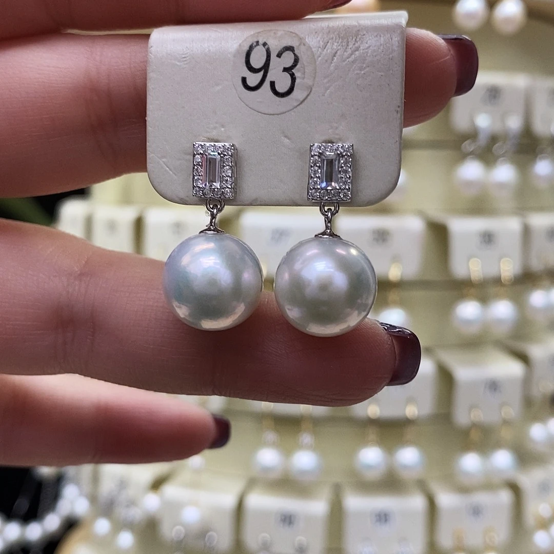淡水珍珠耳饰银S925镶嵌