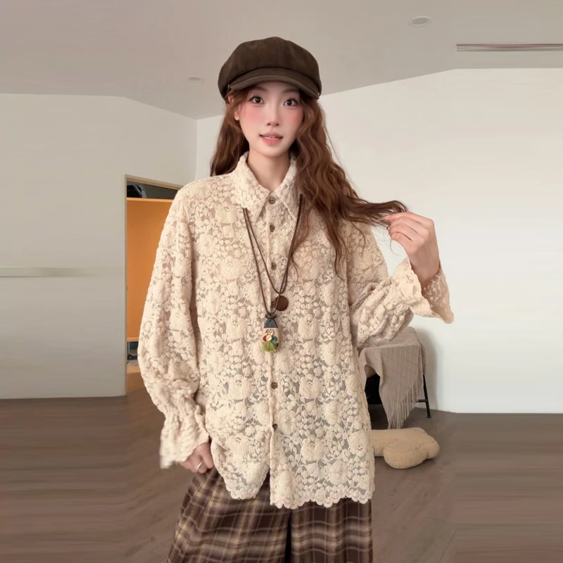 大码女装韩系设计感长袖衬衫女秋季独特漂亮衬衣胖MM遮肉显瘦上衣