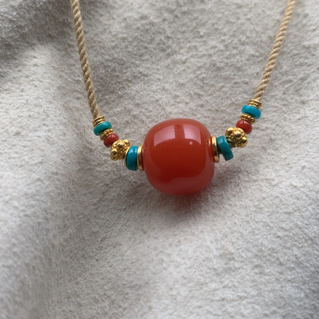 南红玛瑙未镶嵌保山天然原矿南红单珠吊坠