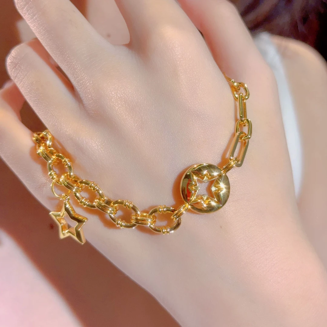 【苏妮法】足金999 八芒星AB款手链5D时尚简约百搭气质小众素款轻奢