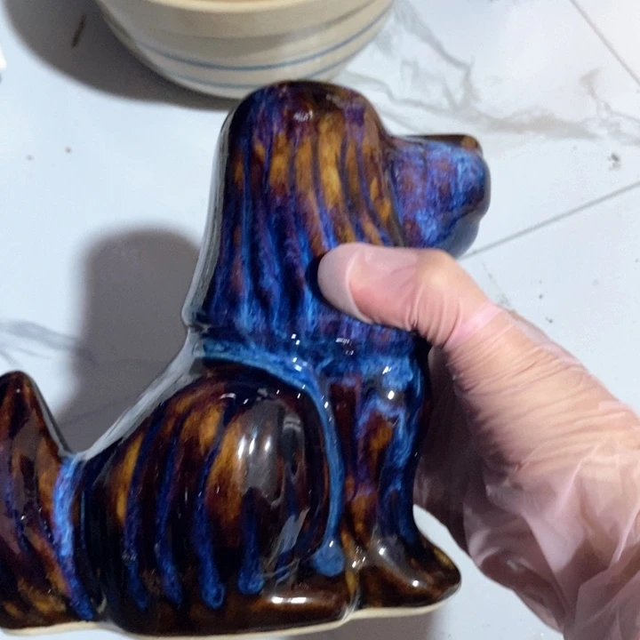 得***利瓷片窑变旺财摆件