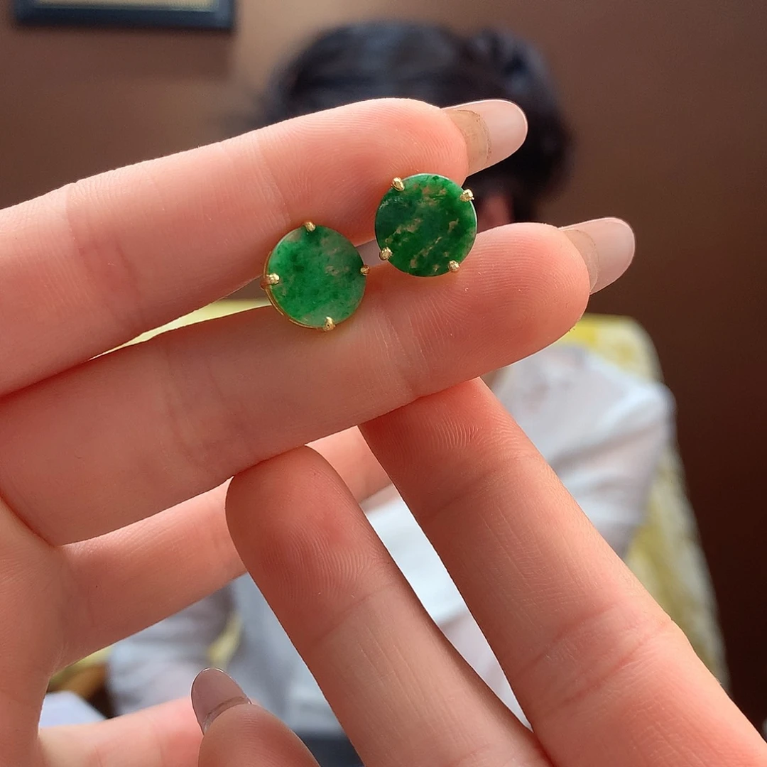 翡翠银S925镶嵌耳饰耳饰