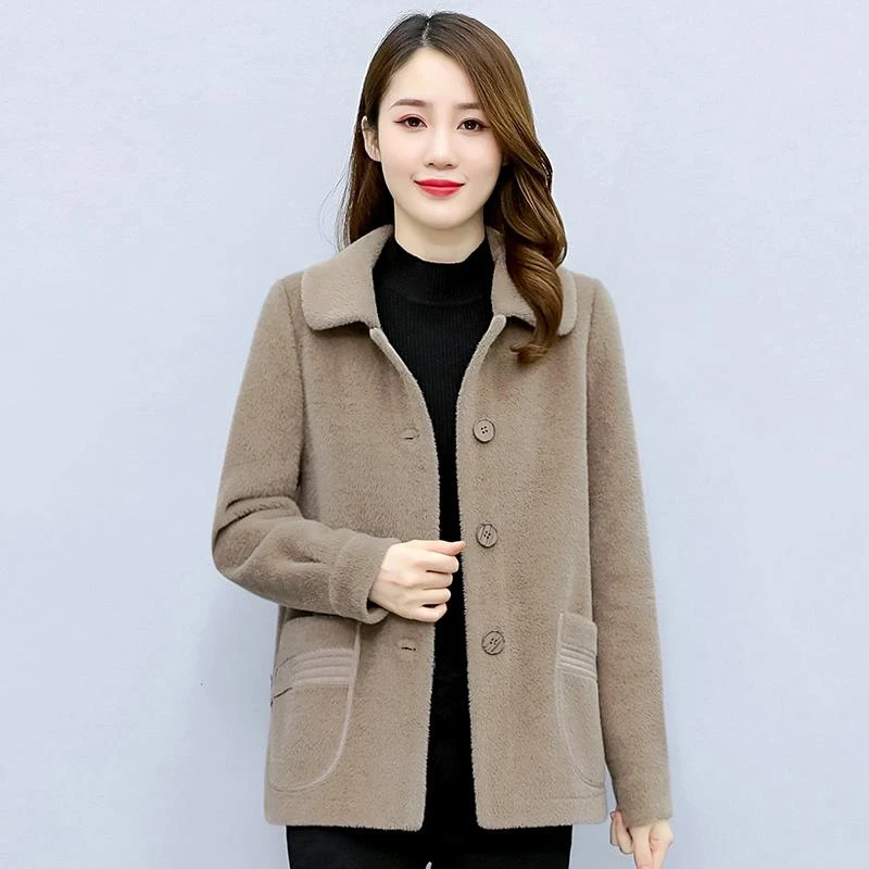 嘉兴濮院双面呢大衣女2025新款秋冬季小个子皮毛一体短款毛呢外套