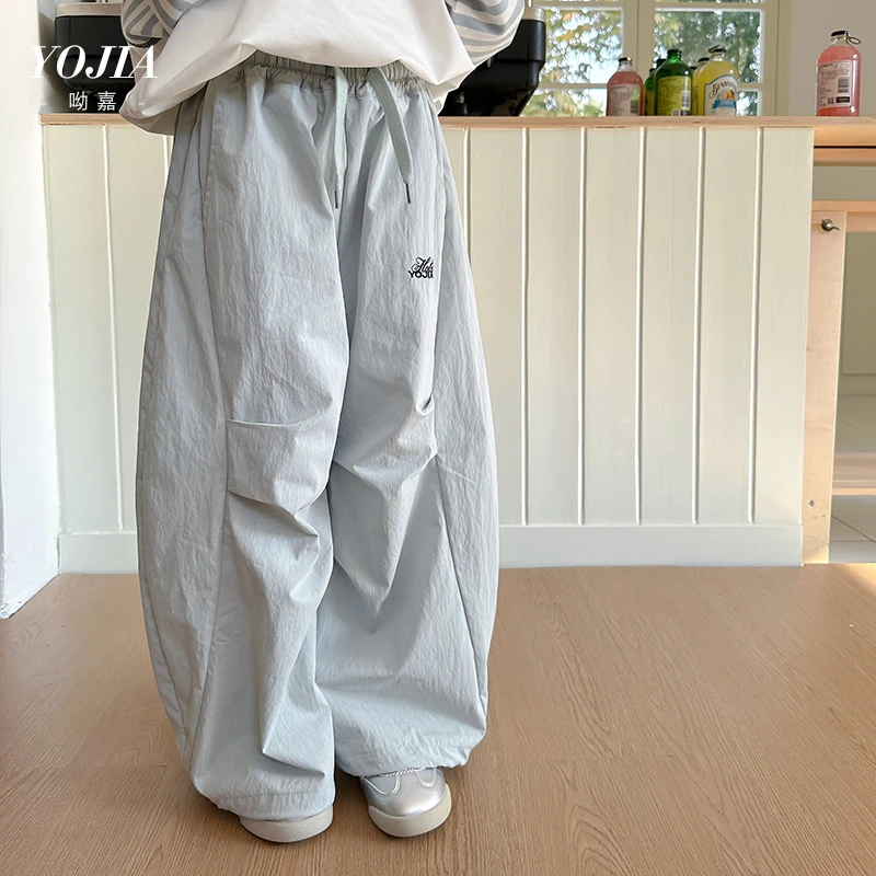 YOJIA女童工装裤春季2025新款宽松女大童户外运动裤儿童春装裤子