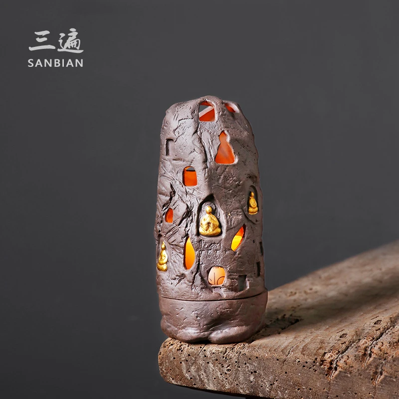 侘寂风手作敦煌香炉香座创意陶瓷家用沉檀线香插禅意茶道香薰炉摆