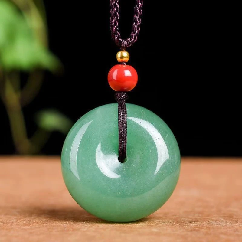 【东陵玉平安扣】玉坠玉石吊坠挂件翠绿色百搭带绳结配饰