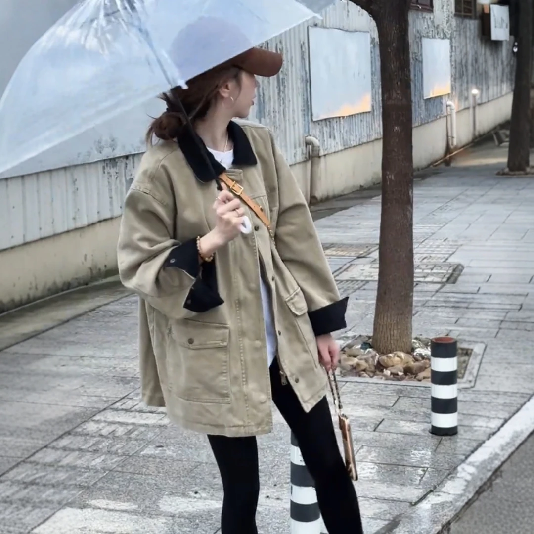 高级感巴恩风牛仔风衣外套女2025秋季新款休闲时尚中长款大衣上衣