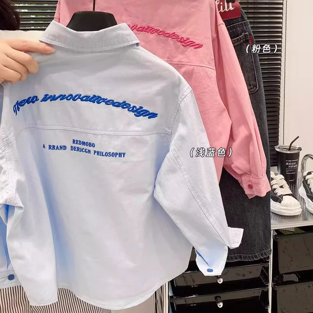 儿童纯棉衬衫外套春秋款男女童韩版衬衣外套中大童女童夏装