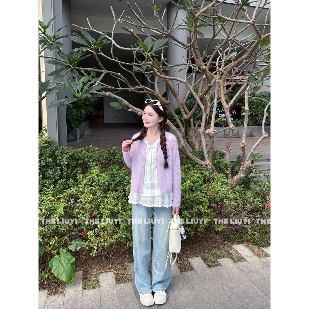 【LIUYI】柔雾紫~春季百搭针织开衫52285