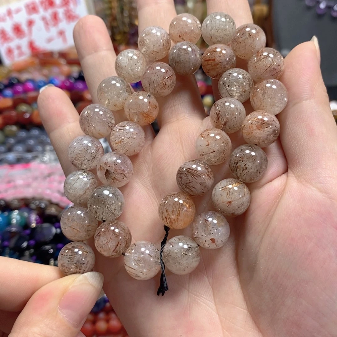 玛瑙/玉髓未镶嵌珠宝半成品黑金超七一条卡12mm