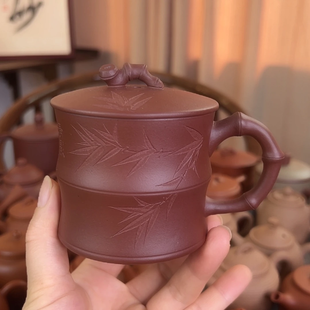 茶壶紫砂精品原矿 竹节 紫泥 220cc