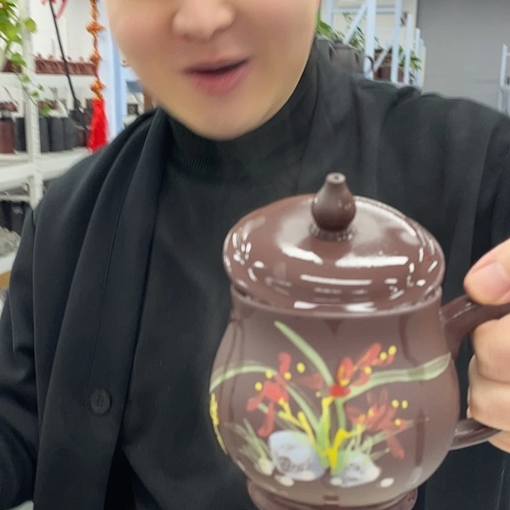 茶杯紫砂紫泥彩绘葫芦盖杯