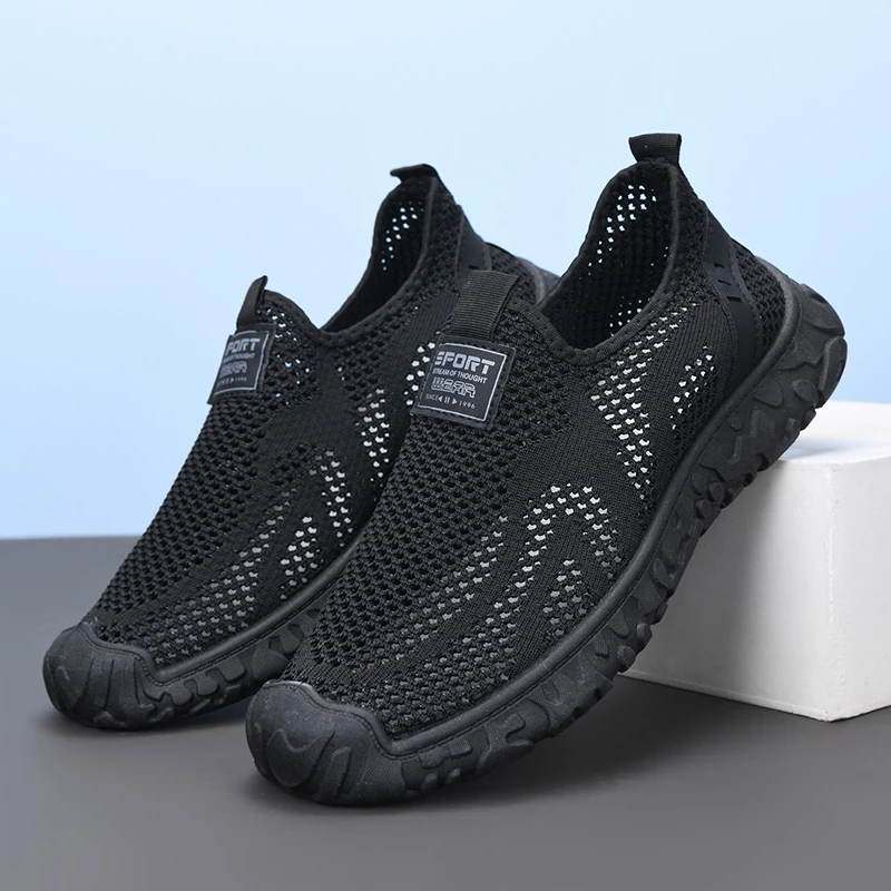 2025夏季款透气网面鞋老北京布鞋飞织夏季轻便布鞋防滑休闲一脚蹬