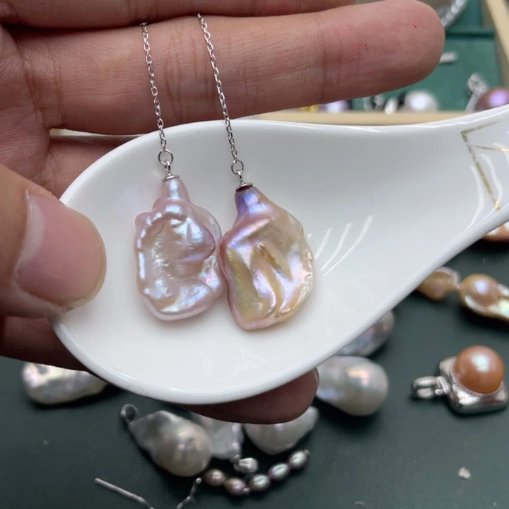 淡水珍珠耳饰银S925镶嵌白*