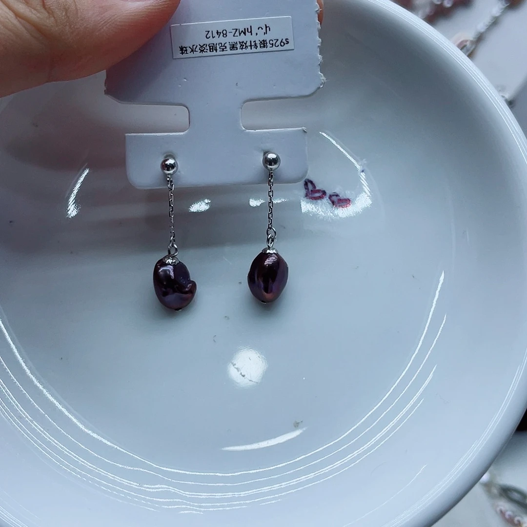 银S925镶嵌耳饰淡水珍珠