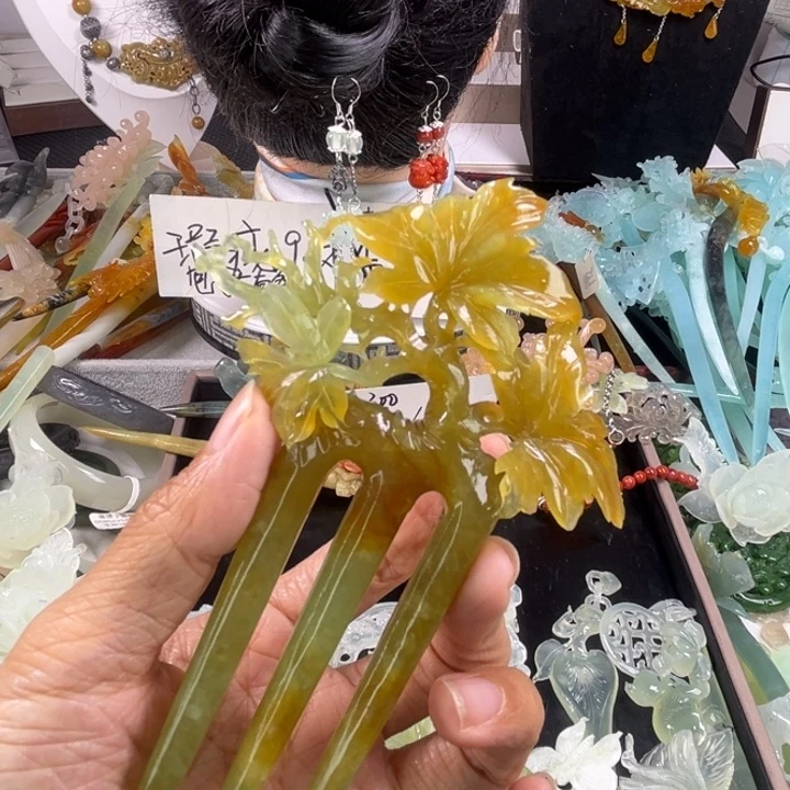 未镶嵌岫玉发饰瑕疵放漏