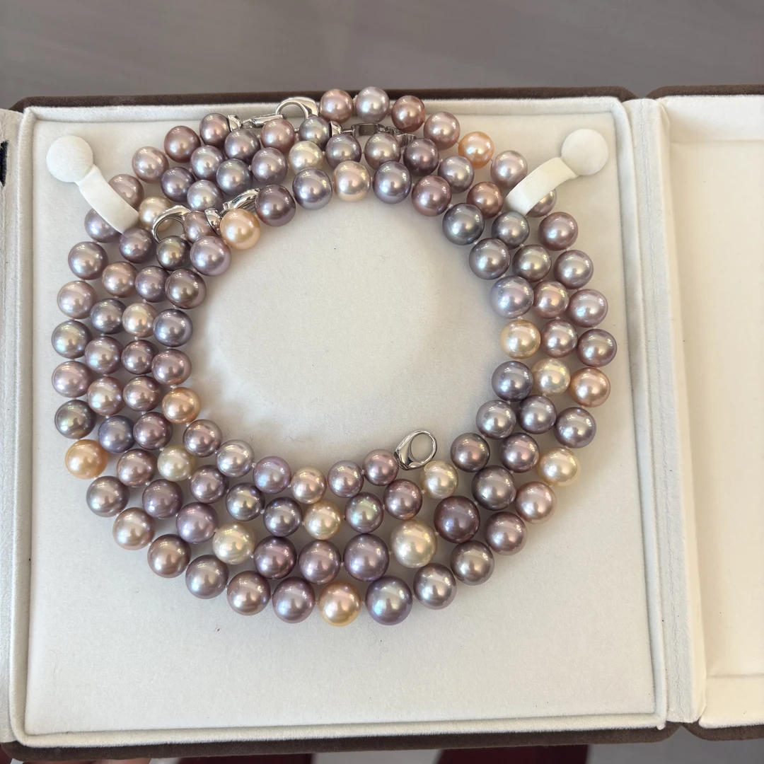 【告白气球】欧若风温柔莫兰迪混彩紫淡水珍珠项链S925银多样性发一