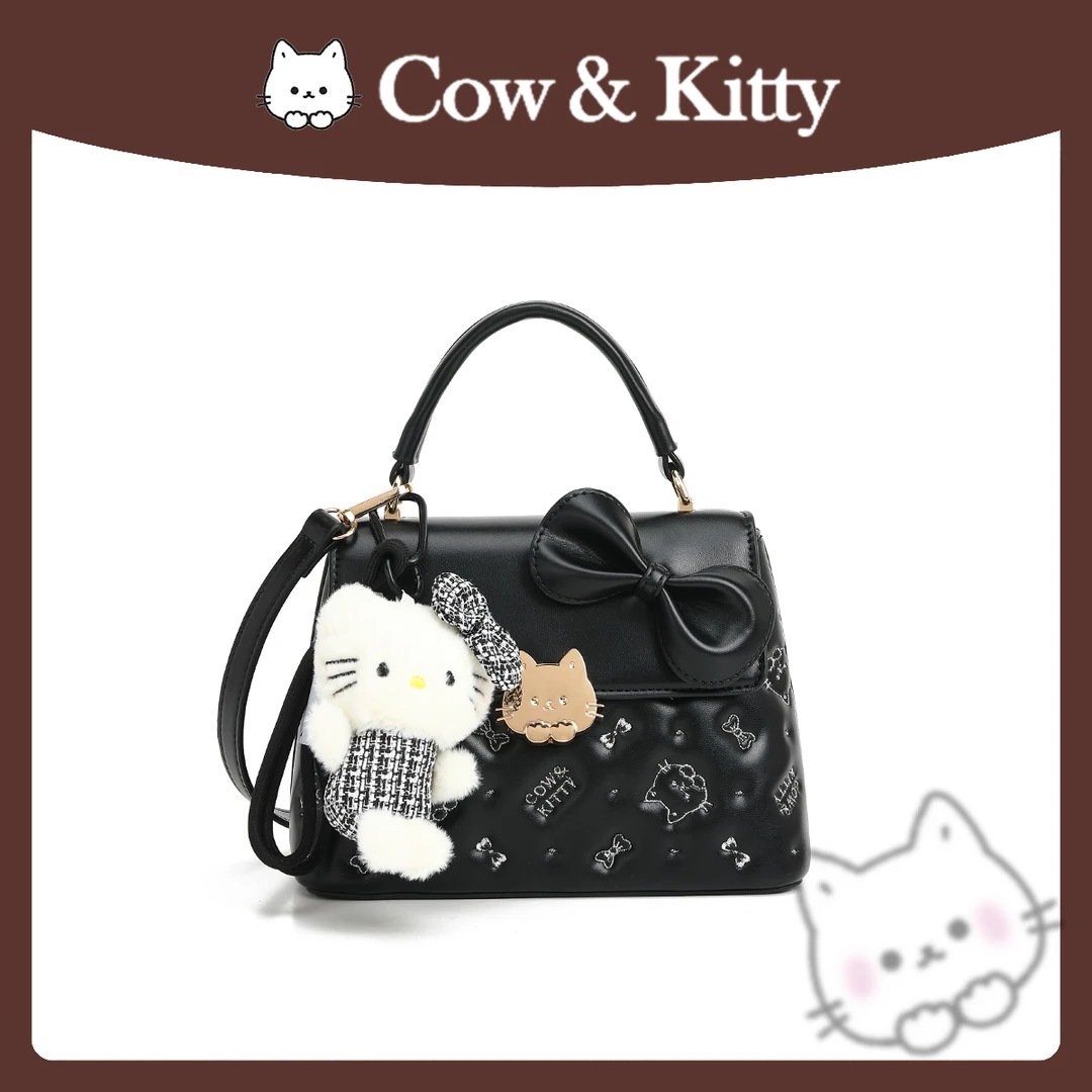【刘叮当甄选】Cow&Kitty/黑金时代刺绣盒子包手提单肩斜挎8009黑