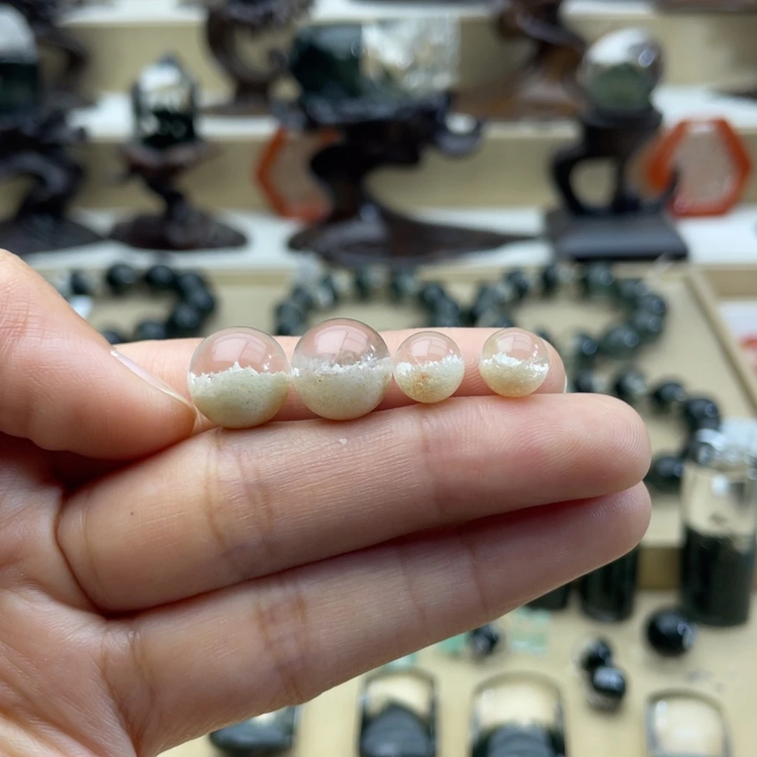 水晶耳饰银S925镶嵌环*白幽灵单珠定制耳饰不退换