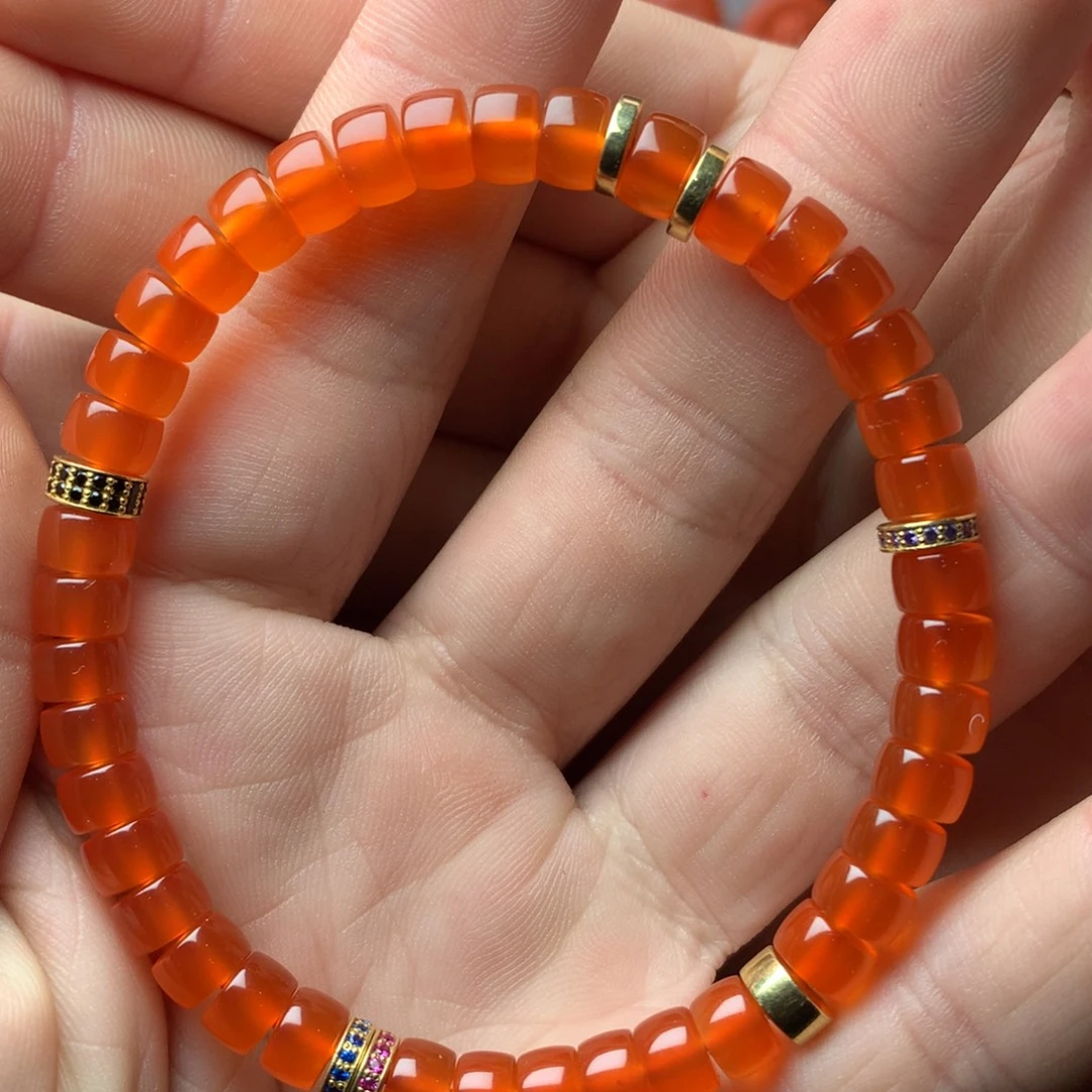 南红玛瑙未镶嵌1冰红直切单圈