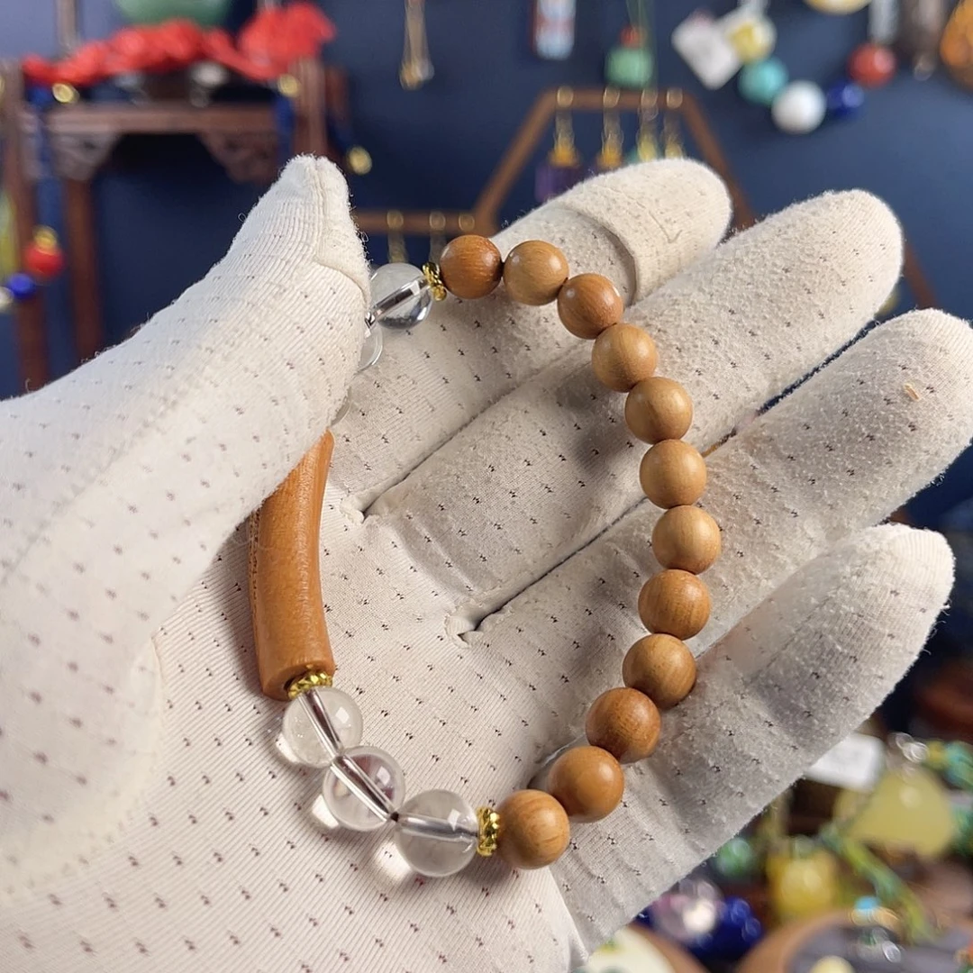 水晶手链未镶嵌水晶檀木五条经手串