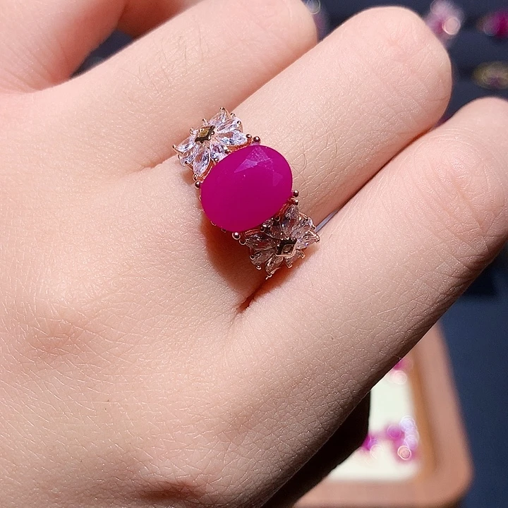 红宝石戒指银S925镶嵌