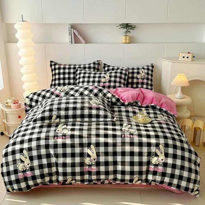 正品新款加厚简约款牛奶绒床盖四件套南通家纺工厂直销高级感爆款