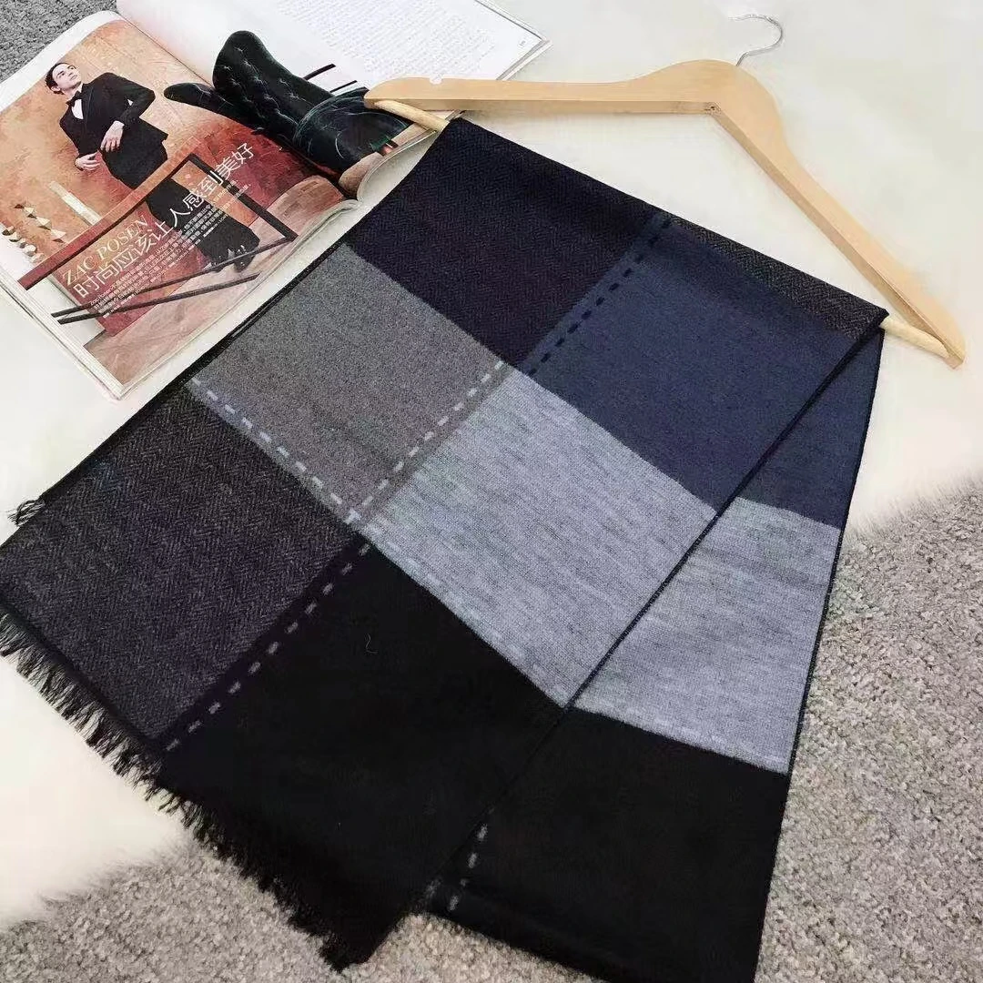 桑蚕丝毛领围巾男士丝巾冬季高档真丝拉绒生日礼品男朋友礼盒装