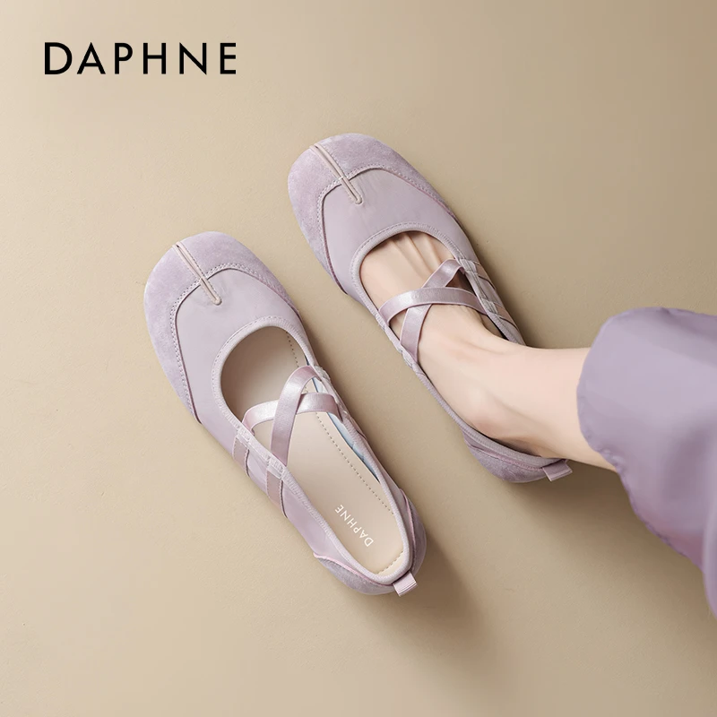 达芙妮运动芭蕾玛丽珍鞋女2025新款秋季多巴胺百搭紫色单鞋子晚晚