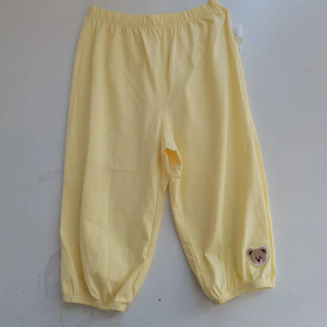 PAW男女童春秋夏中性款休闲裤休闲裤夏季时尚小童裤子黄色(9015)