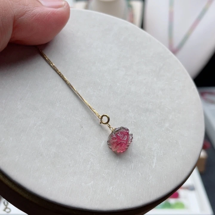 吊坠(不含链)18K金镶嵌碧玺碧玺吊坠