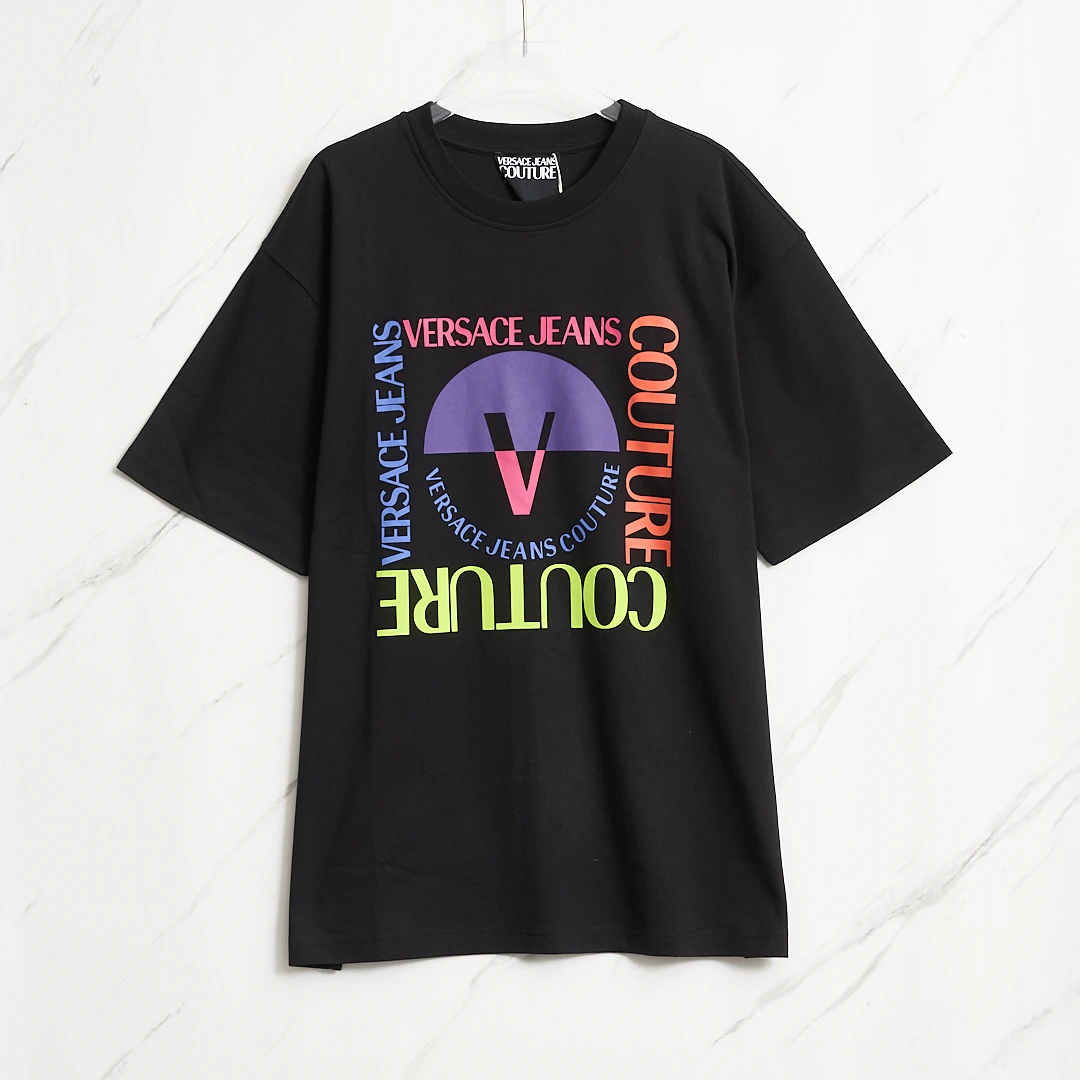 全新未使用/Versace Jeans男士彩色字母T恤/VSBU00384