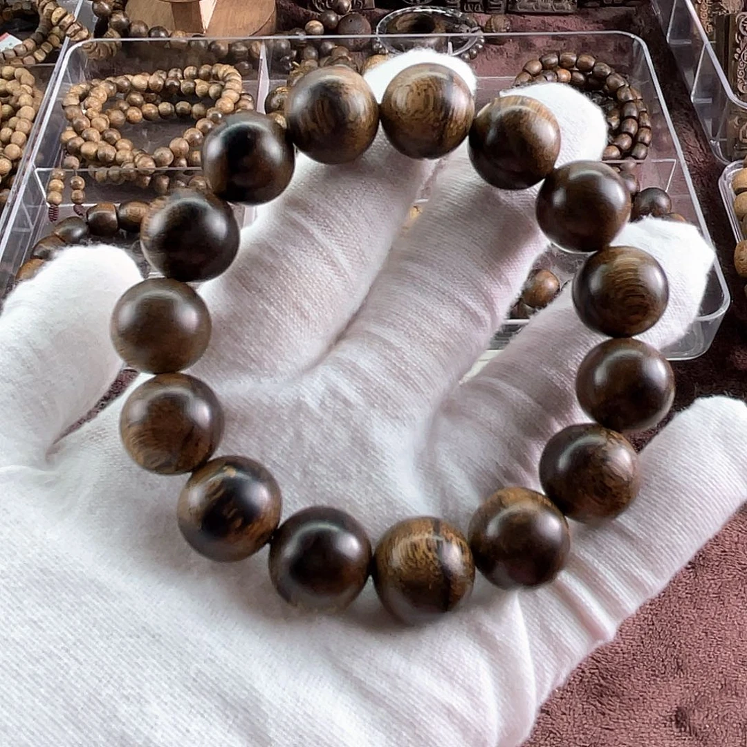 沉香手串极**越南芽庄白棋虎斑留疤